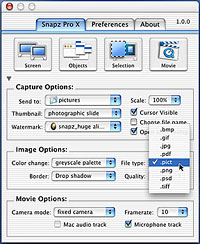 Snapz Pro menu