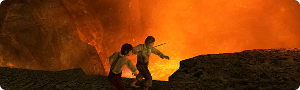 Hobbits on cliffs of fire.