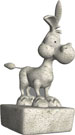 Concrete statue of a donkey.