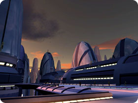 A sci-fi city.
