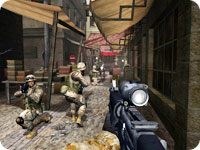 Firefight in an alley.