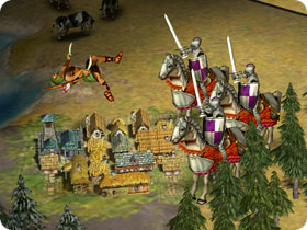 Knights repel an archer.