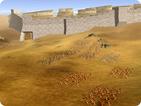 Castle battle in the desert.