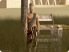 A player in Egyptain garb.