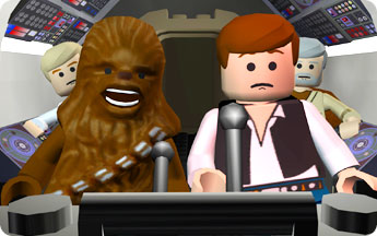 Chewbacca and Han in the cockpit.