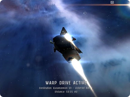 Spaceship using warp drive.