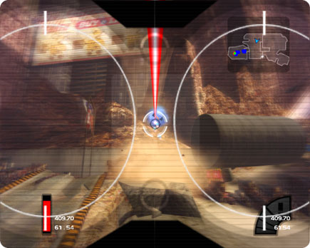 Robots-eye view of laser fire.