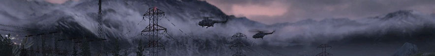 Helicopters flying in the myst.