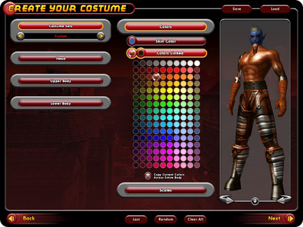 Costume creation interface.