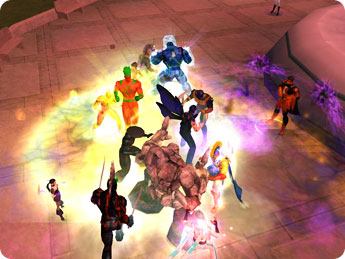 Many players engaged in battle at once.