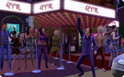 Sims in front of club.