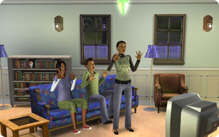 Sims screaming on the couch.