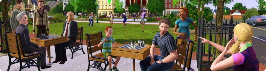 Sims playing chess in the park.