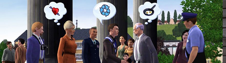 Sims shaking hands.