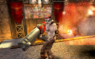 Player aiming a weapon.