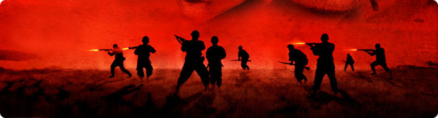Silouette of soldiers in a field.