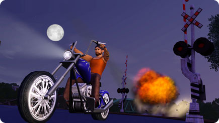 Man riding a motorcycle.
