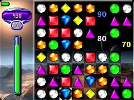 Bejeweled gameplay area.